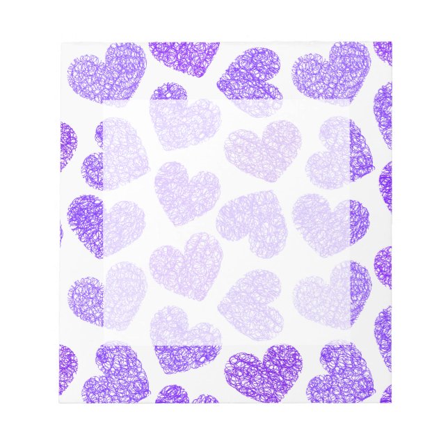 Bloc-note Cute Purple Doodled Heart Valentine's Day Motif (Devant)