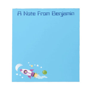 Bloc-note Cute rocket ship in space cartoon illustration