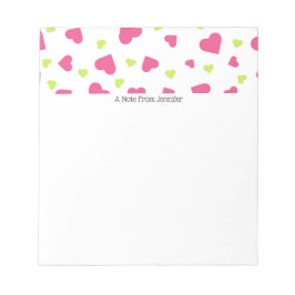 Bloc-note Cute rose et vert Tumbling Hearts Motif