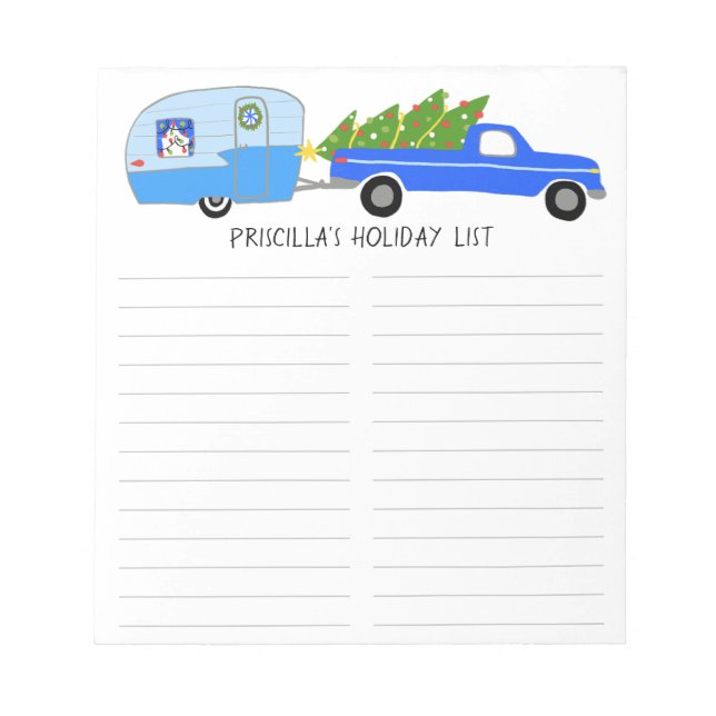 Bloc-note Cute RV Christmas Camper Trailer Grocery Shopping (Devant)