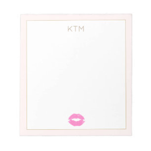 Bloc-note Cute Simple Pink Kiss Monogram