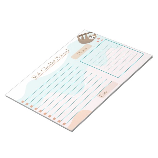 Bloc-note Cute Sloth Away the Day Checklist (Incliné)