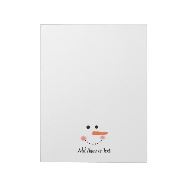 Bloc-note Cute Snowman visage Blanc hiver Customisé (Tourné)