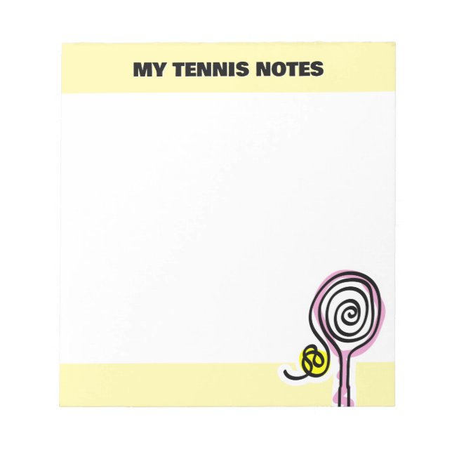 Bloc-note Cute tennis notepad with quirky racket drawing (Devant)