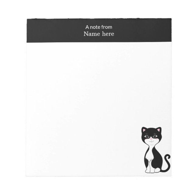 Bloc-note Cute Tuxedo Chat & En-Tête Rose Simple (Devant)