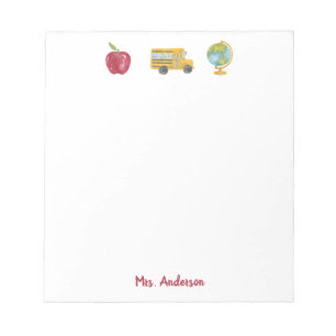 Bloc-note Cute Watercolor Apple School Bus Nom de l'enseigna