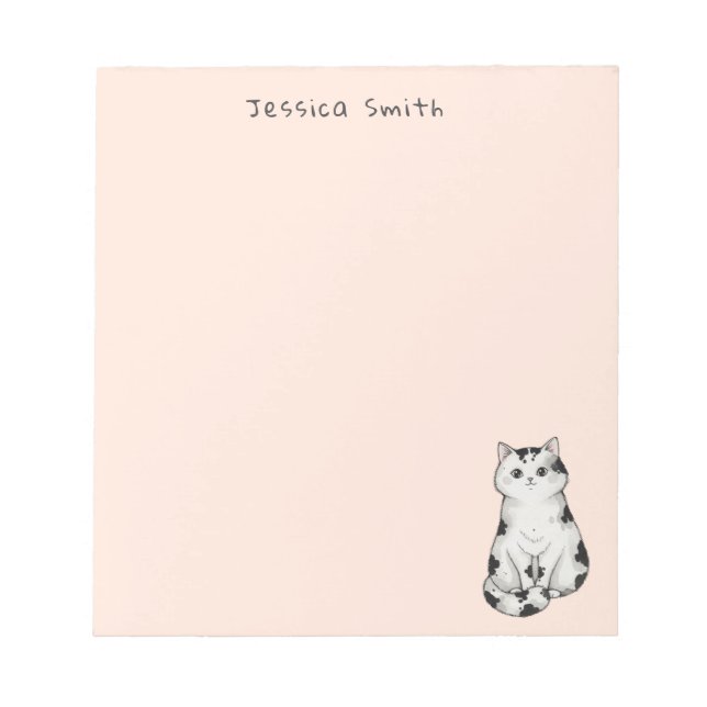 Bloc-note Cute whimsical Black and white Cat  Pink Notepad (Devant)