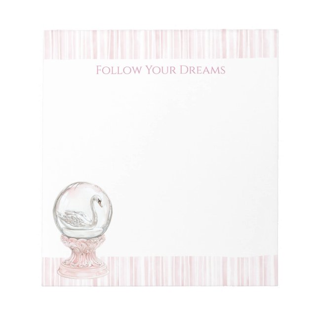 Bloc-note Cygne à rayures roses   (Devant)
