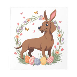 Bloc-note Dachshund de Pâques vintage lapin chien avec œuf f