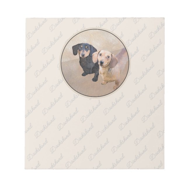 Bloc-note Dachshund (Smooth) Peinture - Art Chien original (Devant)