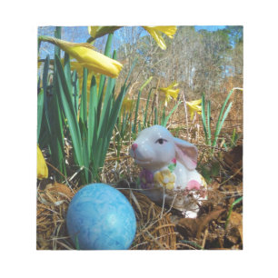 Bloc-note Daffodiques et oeuf bleu de Pâques