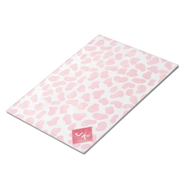 Bloc-note Dalmatie rose et blanc avec monogramme (Incliné)