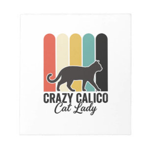 Bloc-note Dame Chaton Calico Folle Design Rétro Vintage Chat