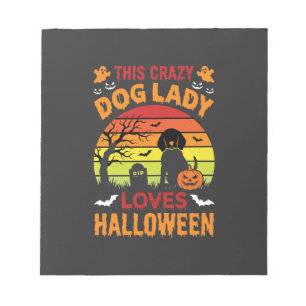 Bloc-note Dame Chien Fou Aime Halloween Design Vintage