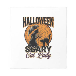 Bloc-note Dame de chat effrayante Halloween Sorcière Web Vin