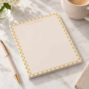 Bloc-note Damier jaune Rose Nom Prépa Minimaliste