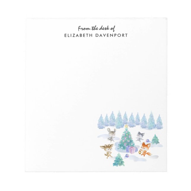 Bloc-note Danse Animaux de forêt Noël Aquarelle (Devant)