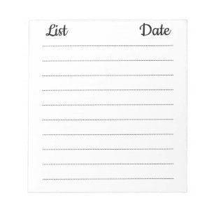 Bloc-note Date de liste
