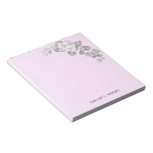 Bloc-note dégradé de fleurs rose Nom personnalisé