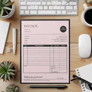 Bloc-note Demande de devis d'entreprise moderne rose noir Fo