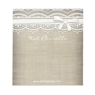 Bloc-note Dentelle rustique et bloc - notes personnalisé pa