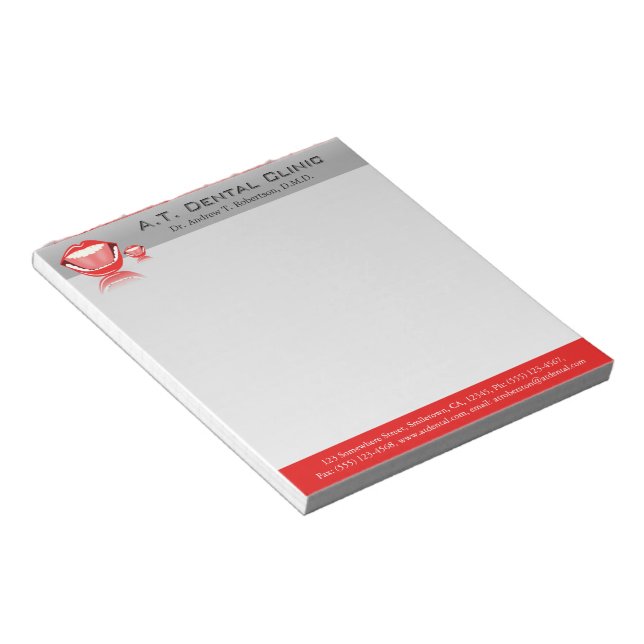 Bloc-note Dentiste Grosse Bouche Petits Notepads dentaires (Incliné)