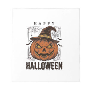 Bloc-note Dessin de gravure de citrouille joyeux Halloween v