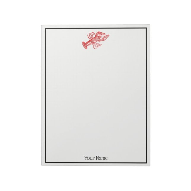 Bloc-note Dessin de homard rouge vintage no 1 (Tourné)