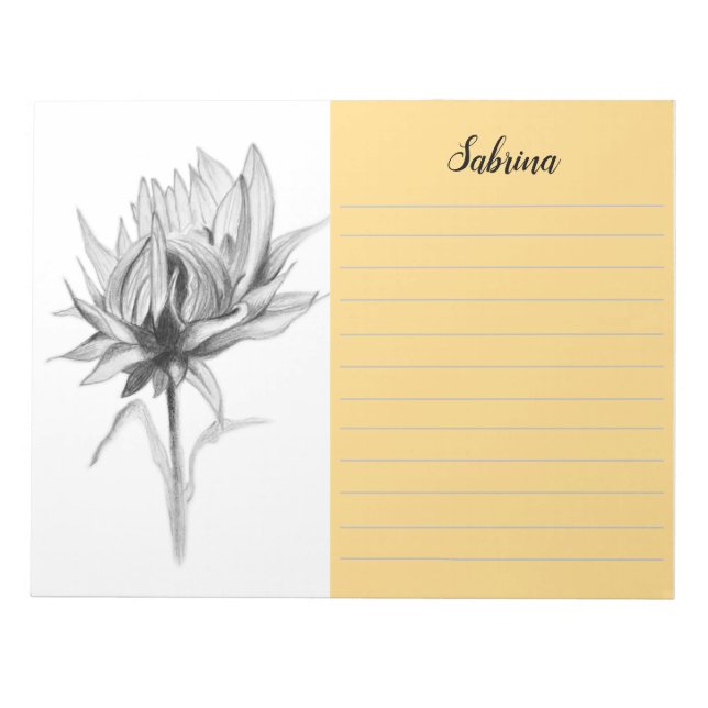 Bloc-note Dessin de tournesol artistique simple au crayon no (Devant)
