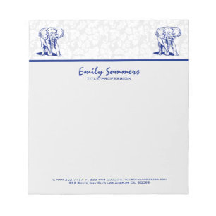 Bloc-note Dessin Monogramme Marine Blue Elephant Line