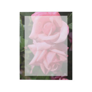 Bloc-note deux fleurs roses roses chaudes.