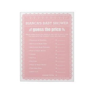 Bloc-note Devinez Le Prix Pink Papel Picado Baby shower