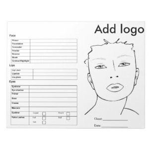 Bloc-note Diagramme de visage de maquillage