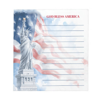Bloc-note Dieu bénisse l'Amérique Statue de la Liberté align