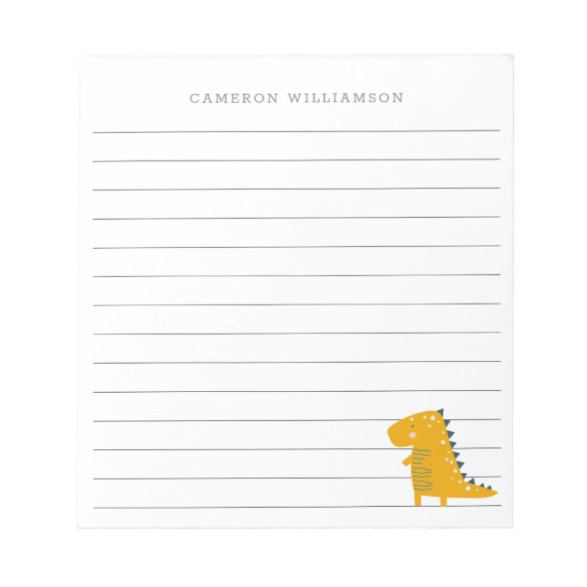 Bloc-note Dinosaure mignon en papier à lettres personnalisé  (Devant)