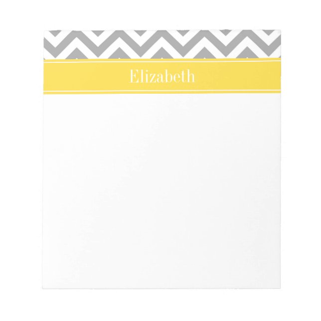 Bloc-note Dk Gris Blanc LG Chevron Ananas Monogramme Initial (Devant)