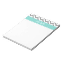 Dk Gris Blanc LG Chevron Turquoise Monogramme Nom