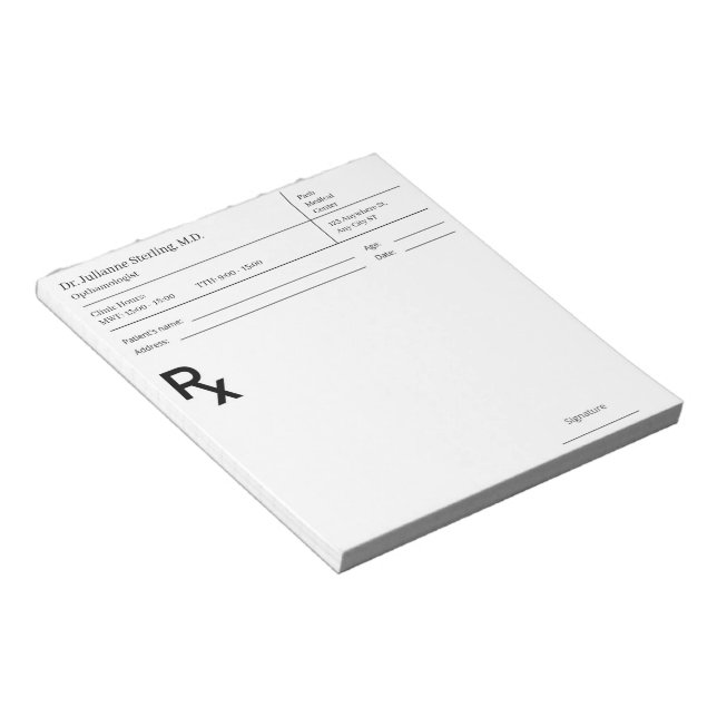 Bloc-note Doctor Prescription Notepad – Editable Doctor RX (Incliné)