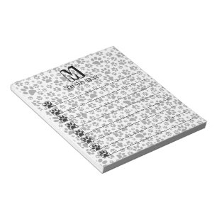 Bloc-note Dog Paws Black and White Polka Dot  Notepad
