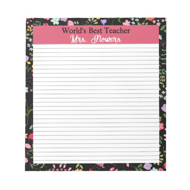 Bloc-note Don d'enseignant pour le meilleur au monde à perso (Devant)