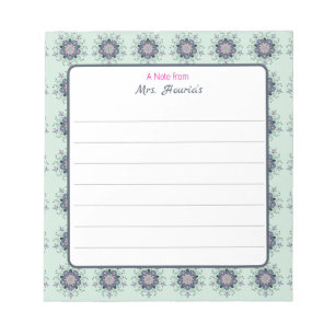 Bloc-note Doodles de Mandala turquoise moderne rose