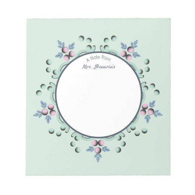Bloc-note Doodles de Mandala turquoise moderne rose (Devant)