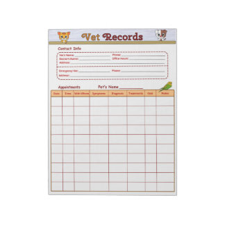 Bloc-note Dossiers vétérinaires