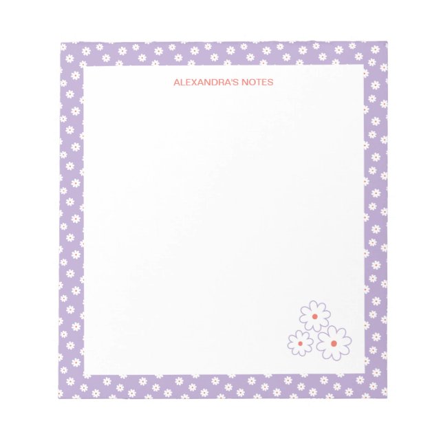 Bloc-note Doux Blancs Motif Floral Personnalisé (Devant)