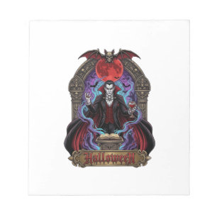 Bloc-note Dracula Halloween Lune Rouge Chauves-souris Crâne_