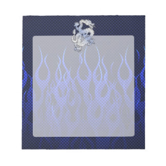 Bloc-note Dragon Bleu dans Chrome Carbon course flammes