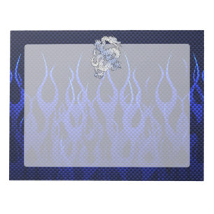 Bloc-note Dragon Bleu dans Chrome Carbon course flammes