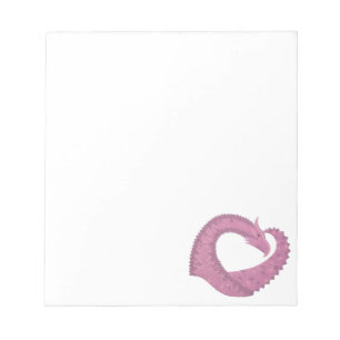 Bloc-note Dragon cardiaque mauve sur blanc