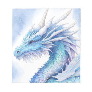 Bloc-note Dragon de glace à l'aquarelle bleu clair