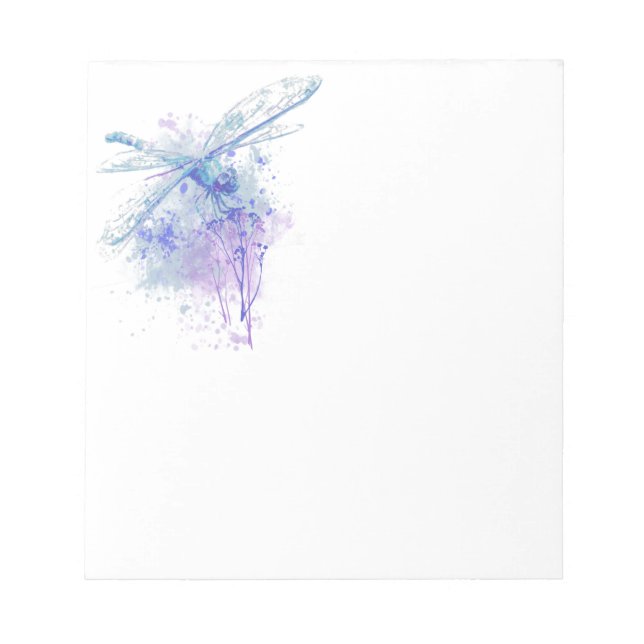 Bloc-note Dragonfly originale aquarelle dans Blue Mauve Natu (Devant)